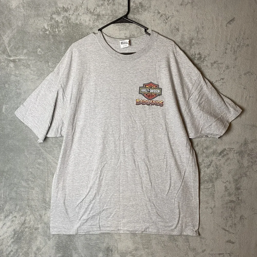 Harley-Davidson Mens 2XL Badlands Gray T-Shirt Graphic Logo